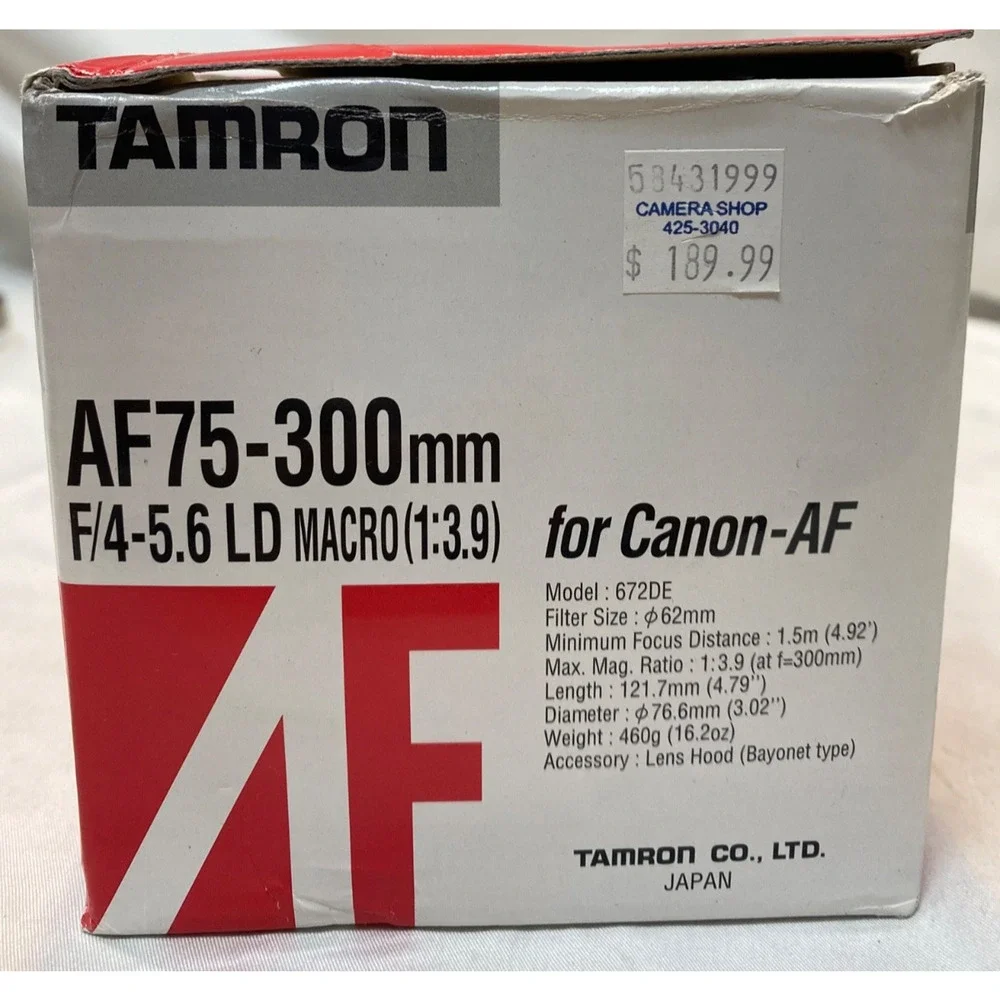 Tamron AF 75-300mm F4-5.6 LD Tele-Macro Lens For Minolta 672DM